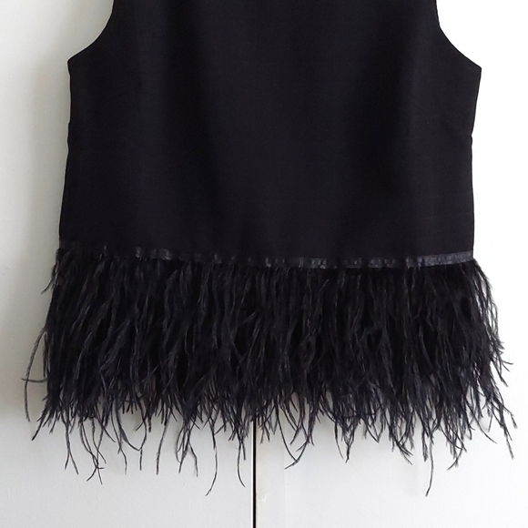 Endless Rose Black Feathered Hem & Exposed Silvertone Zipper Camisole Size Small - Picture 3 of 16